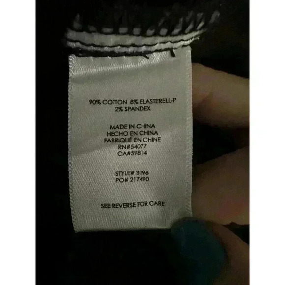 Cabi Skinny Jeans Womens 6 Curvy Mid Rise Stretchy Denim Lace Print Navy Blue - Picture 6 of 8